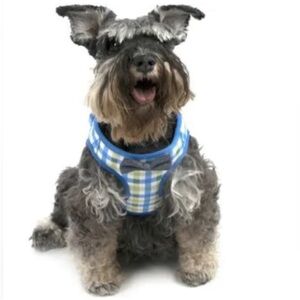 NWT Vibrant Life Harness Medium in Blue Green White Checked + Bowtie Size Medium